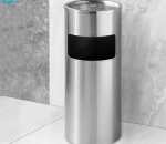 Thùng rác inox có gạt tàn tròn 30x61cm