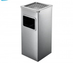Thùng rác inox vuông có gạt tàn 30x24x61cm