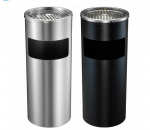 Thùng rác inox tròn có gạt tàn tròn 24x61cm