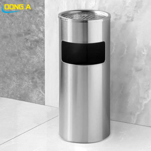 Thùng rác inox có gạt tàn tròn 30x61cm