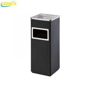 Thùng rác inox vuông có gạt tàn 24x24x61cm
