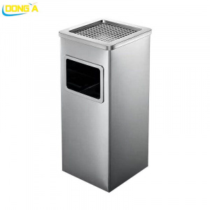 Thùng rác inox vuông có gạt tàn 30x24x61cm