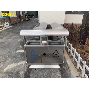Thùng rác 2 ngăn inox để ngoài trời