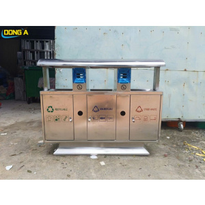 Thùng rác inox 3 ngăn ngoài trời