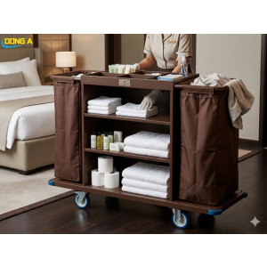 Xe Dọn Phòng Khách Sạn 2 Túi Vải